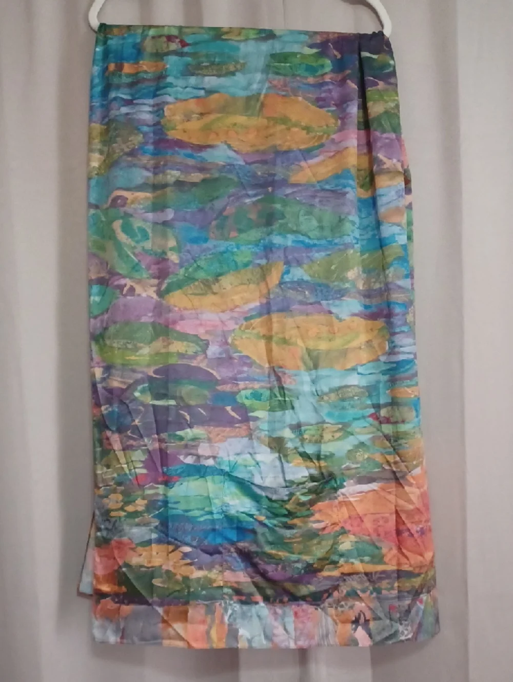 Watercolor Style Scarf Shawl With Pockets Appx 74×25